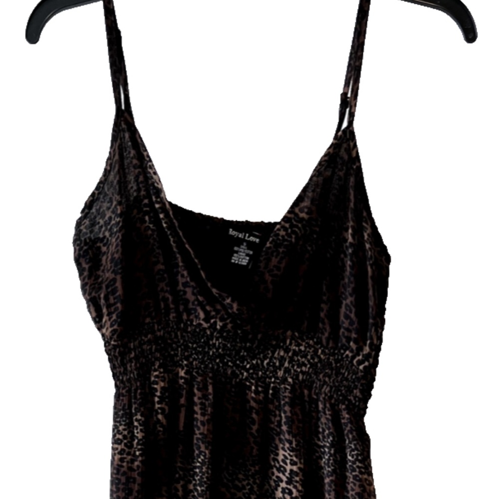 Royal Love Women's/Juniors Brown/Black Leopard Print V-Neck Maxi Dress Size S